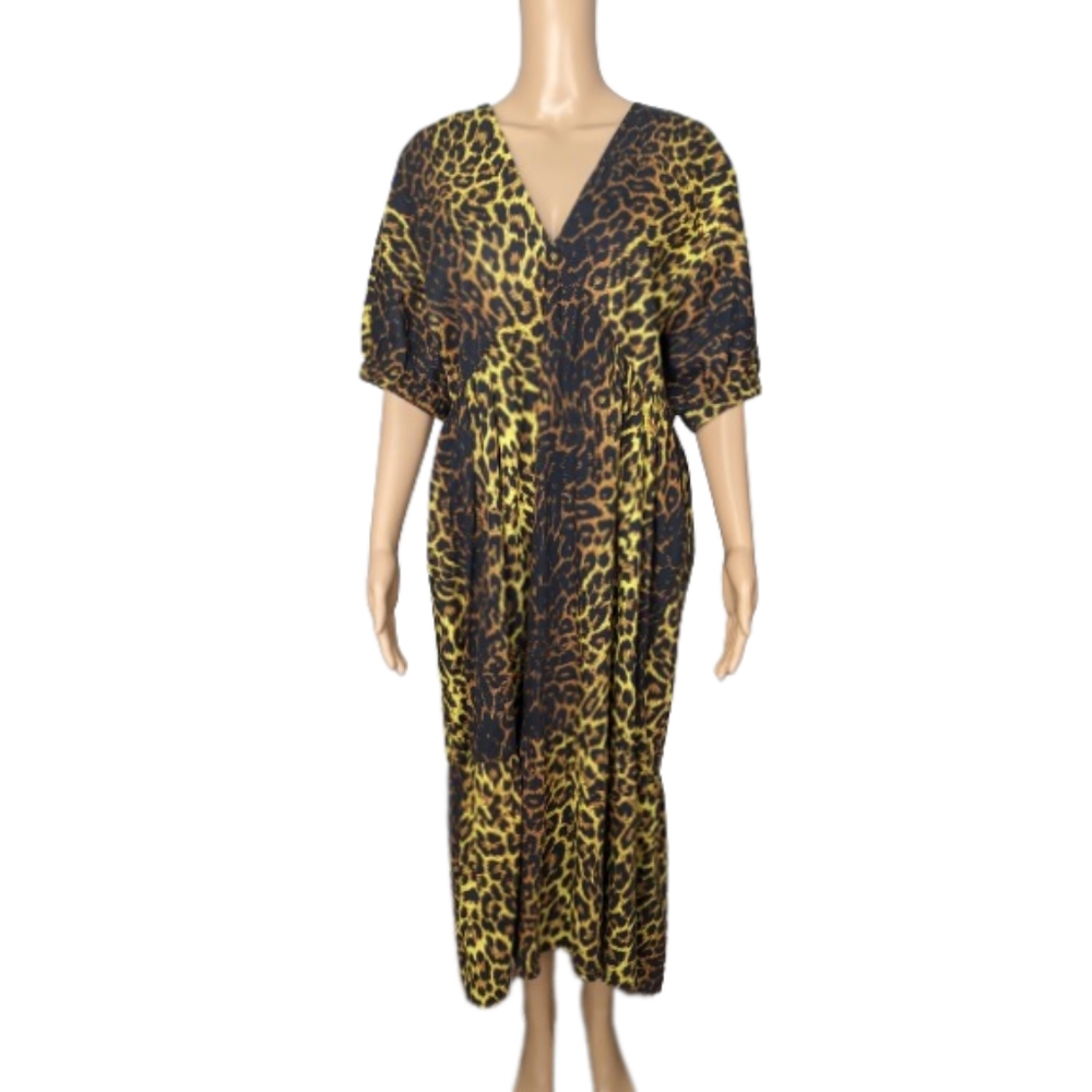 Topshop Leopard Print Pop Bow Midi Dress 10